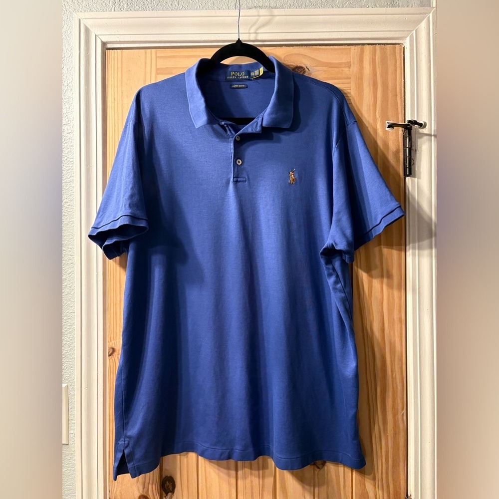 Polo Ralph Lauren Custom Slim Fit Polo Shirt 2XL Blue Short Sleeve Pony Logo